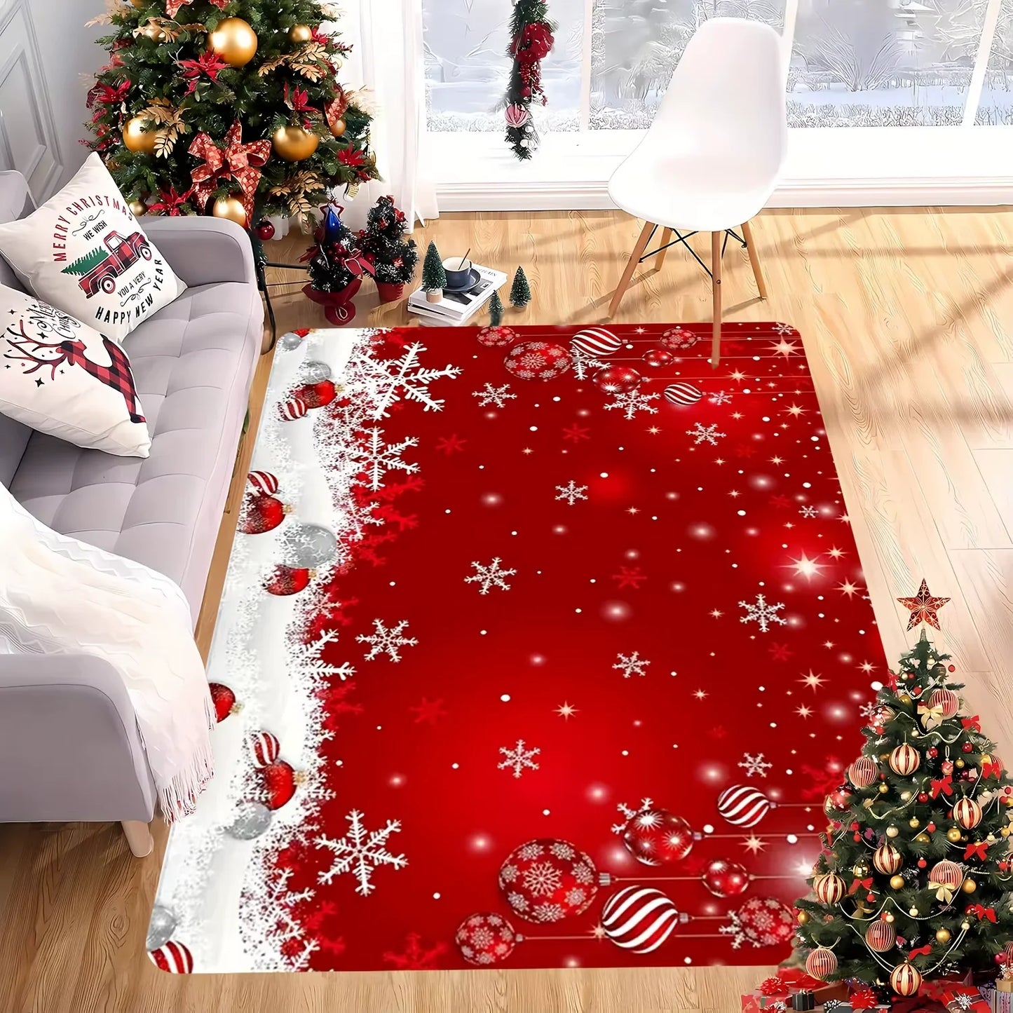 VIKAMA Christmas Rug Festive Carpet For Live Room Large Area Rug.
