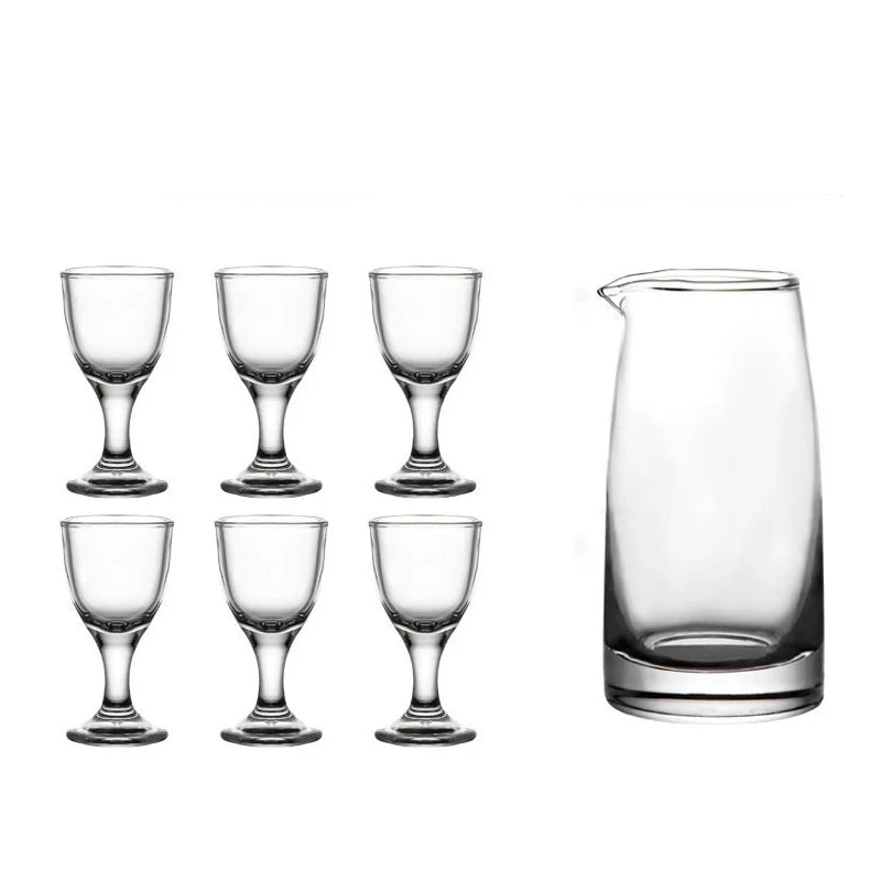 6pcs+1pcs Glass Wine Cup Set, Household Wine Dispenser.
