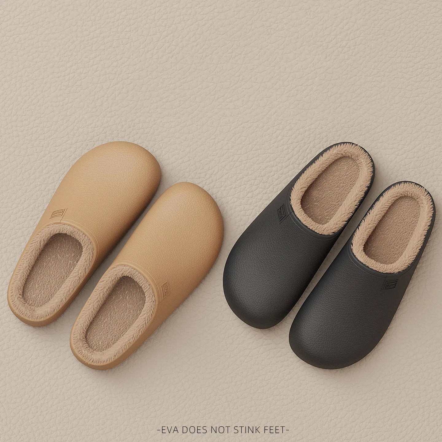 EAV waterproof slippers for autumn and winter, warm and non slip thick soled slippers.