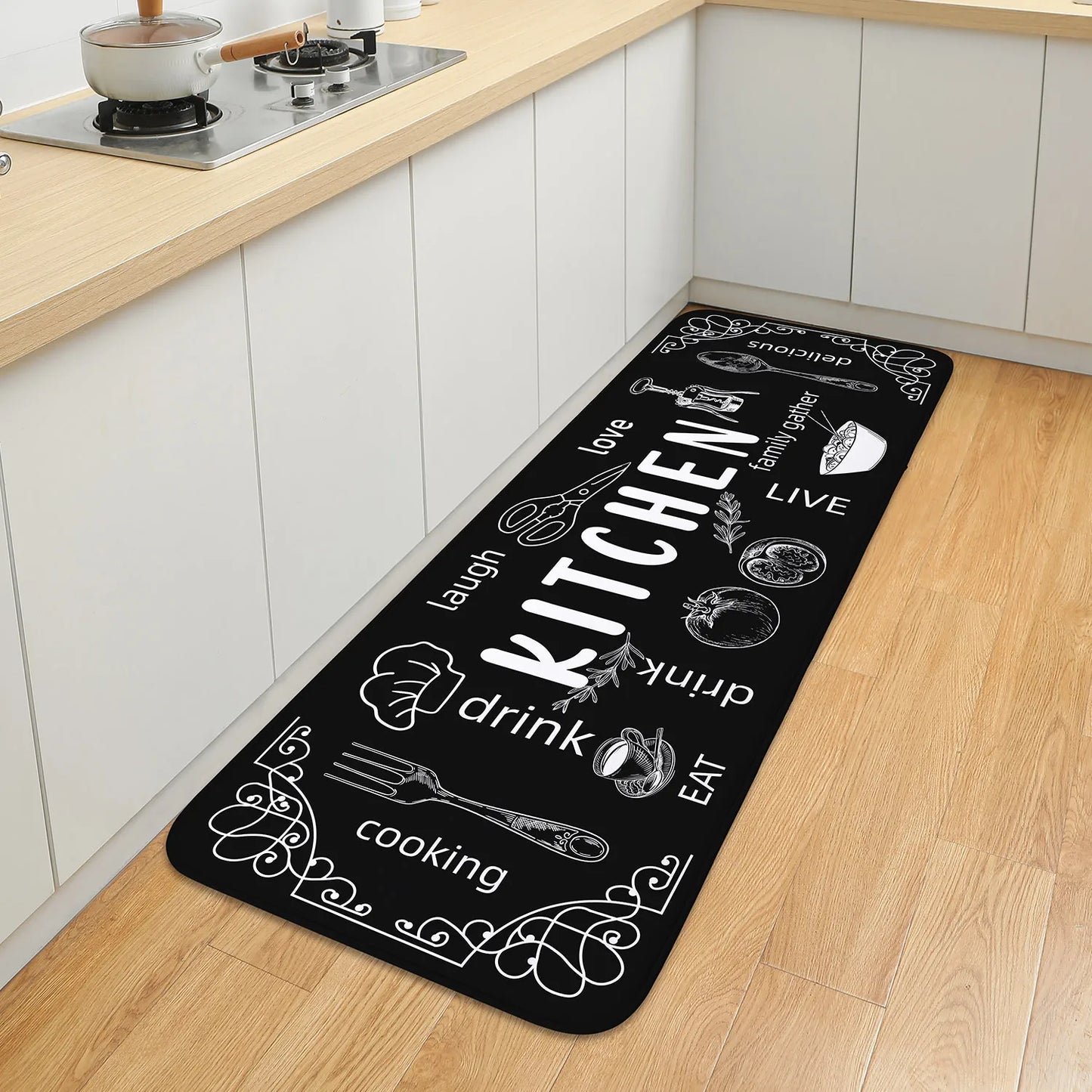 VIKAMA kitchen carpet washable, non-slip, absorbent kitchen mat.
