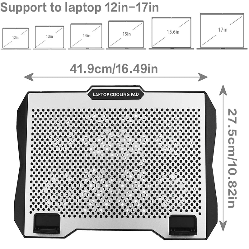 Laptop Cooling Pad with Cooler Fans, Lighting and Phone Holder for 15-19 inch Laptops