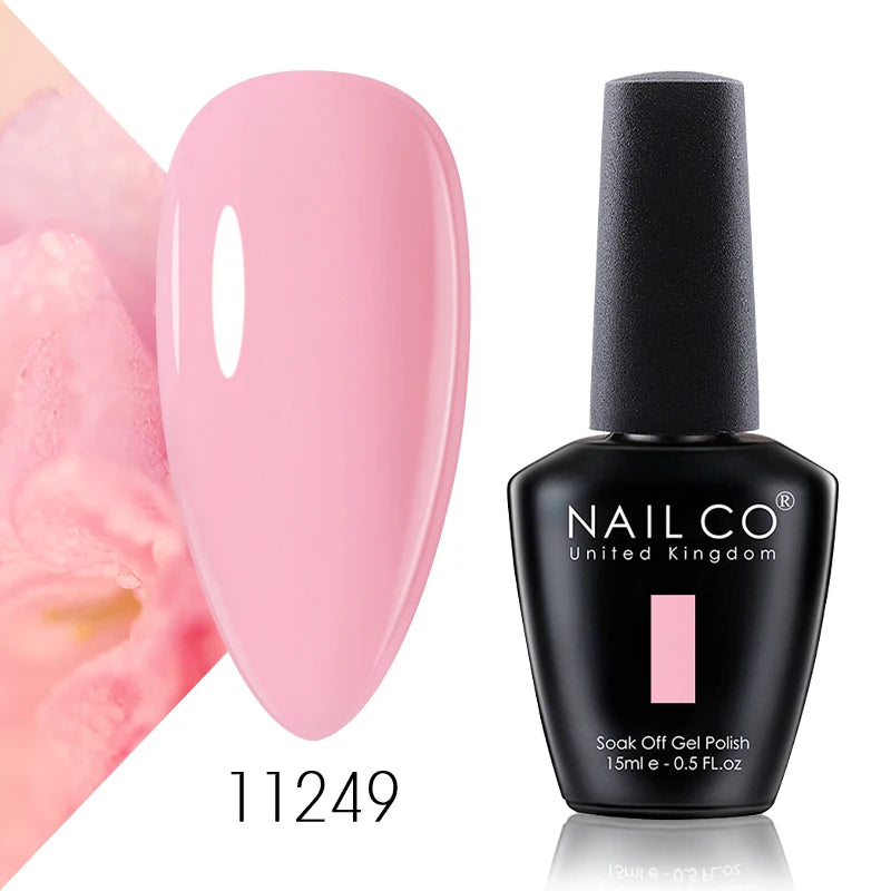 NAILCO 15ml Color Gel Nail Polish Soak Off, Hybrid Varnishes Manicure, UV&LED Nail Gel Semi Permanent Lacquer Base Top Coat.