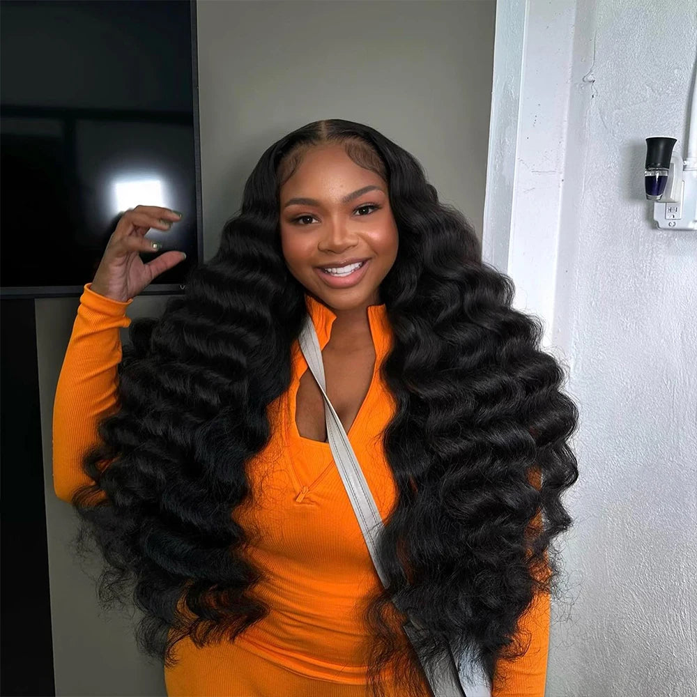 30 32 Inch Loose Wave 100% Human Hair, 3 4 Bundles Raw Virgin Unprocessed Brazilian Loose Deep Wave, Human Hair Bundles Extensions.