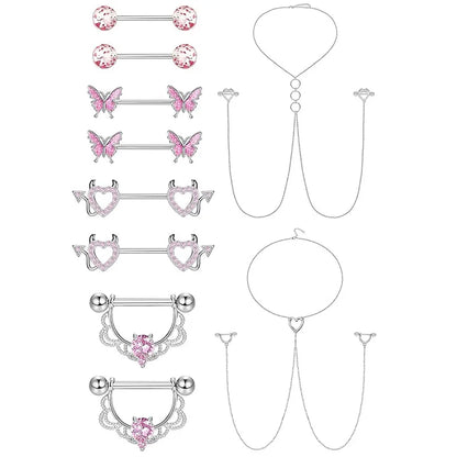 Stainless Steel Nipple Piercing Jewelry, Zircon Nipple Rings, Barbell Body Jewelry, Nipple Shield Bar