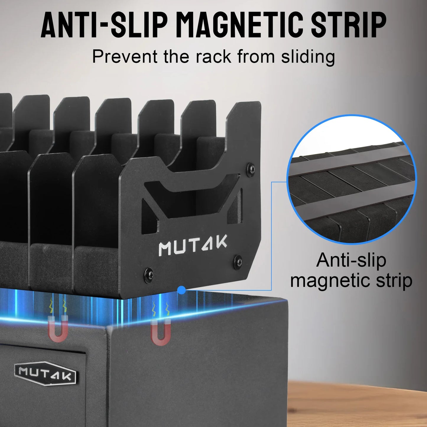 4/6/8 Slot Foam Pistol Rack for Gun Safe, Handgun Rack with Anti-slip Magnetic Strip.