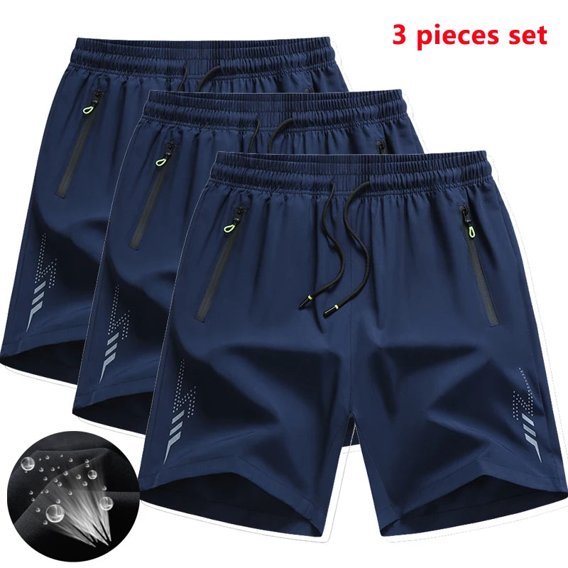 3 Pieces New Running Shorts Men Gym Sports Shorts, Quick Dry Workout Jogging Short Pants.