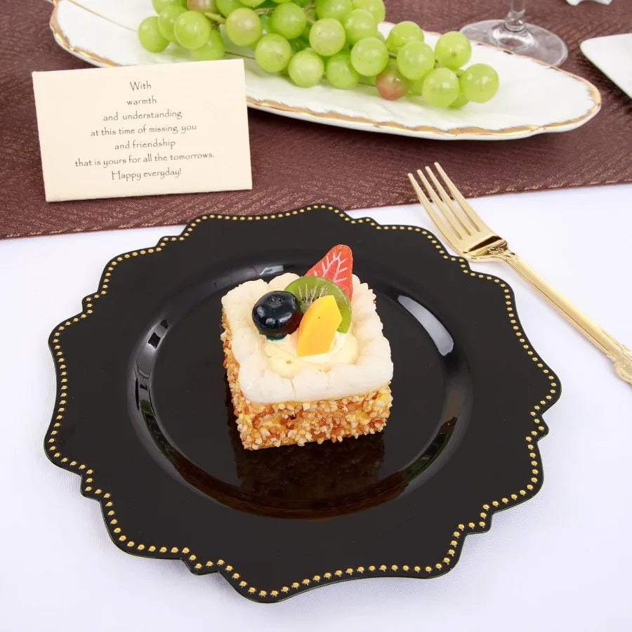 175PCS Black Dinnerware Set with Disposable Silverware for 25 Guests 50 Dinner Plates