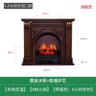 Natural Wood Living Room Fireplace Rustic  Decoration