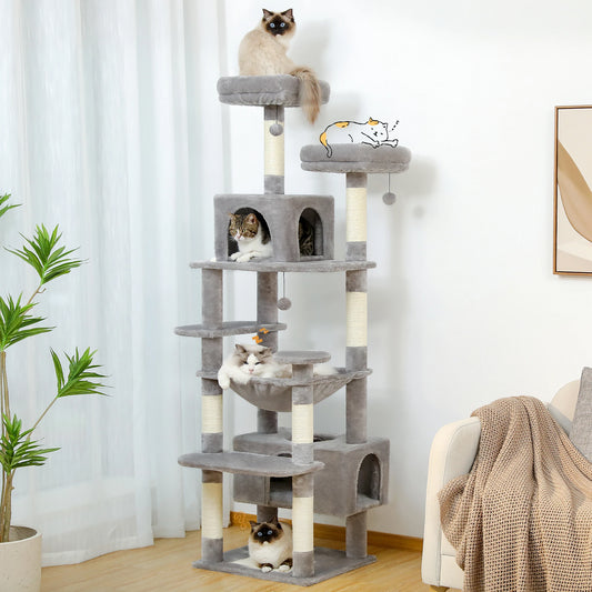 Cat Tree and Tower for Indoor Cats Scratching Posts  Hammock  Perches