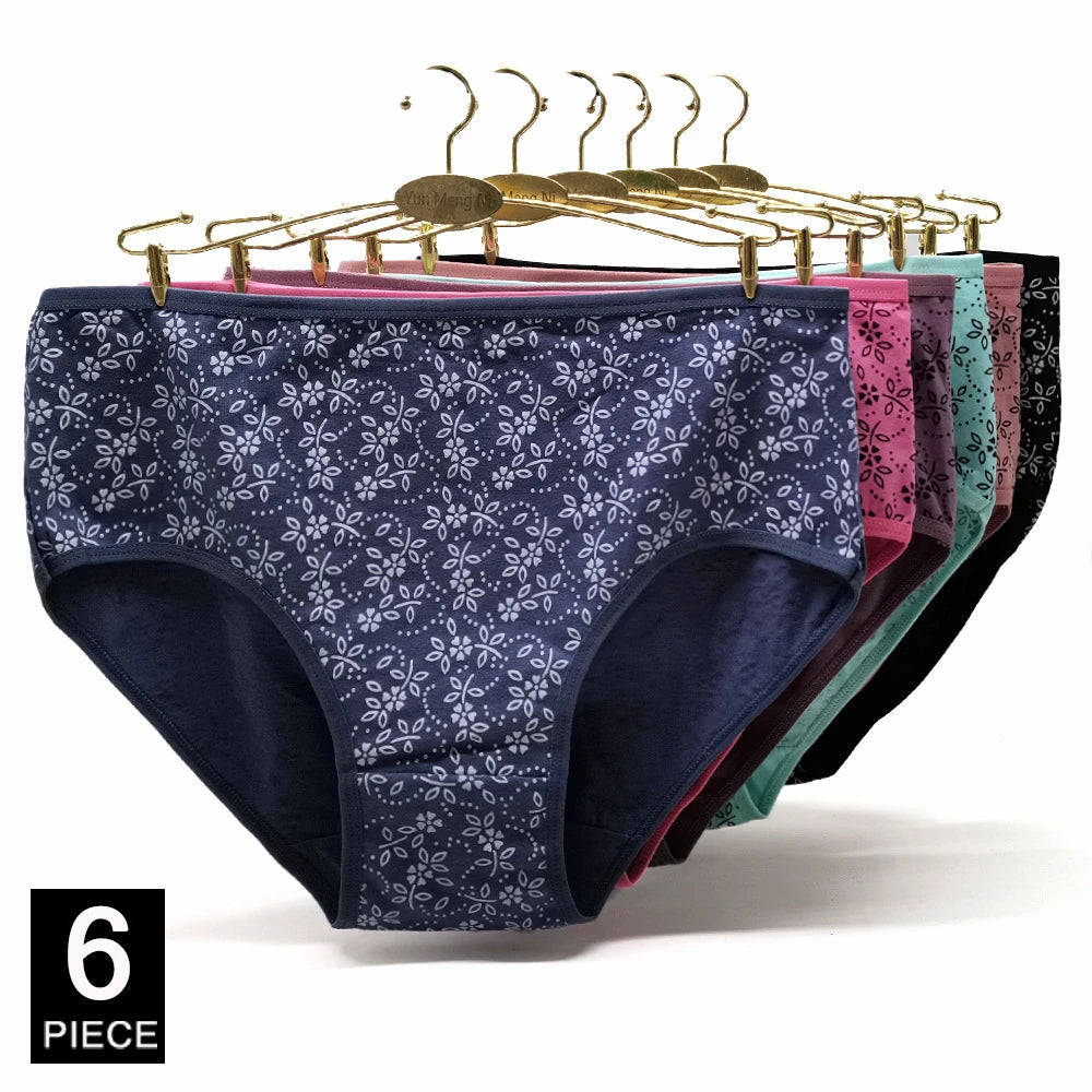 Cotton Panties Plus Size Underwear, Women Briefs, Woman Knickers, Lady Lingerie, Girl intimate High Waist Large Size 6 pcs/lot.