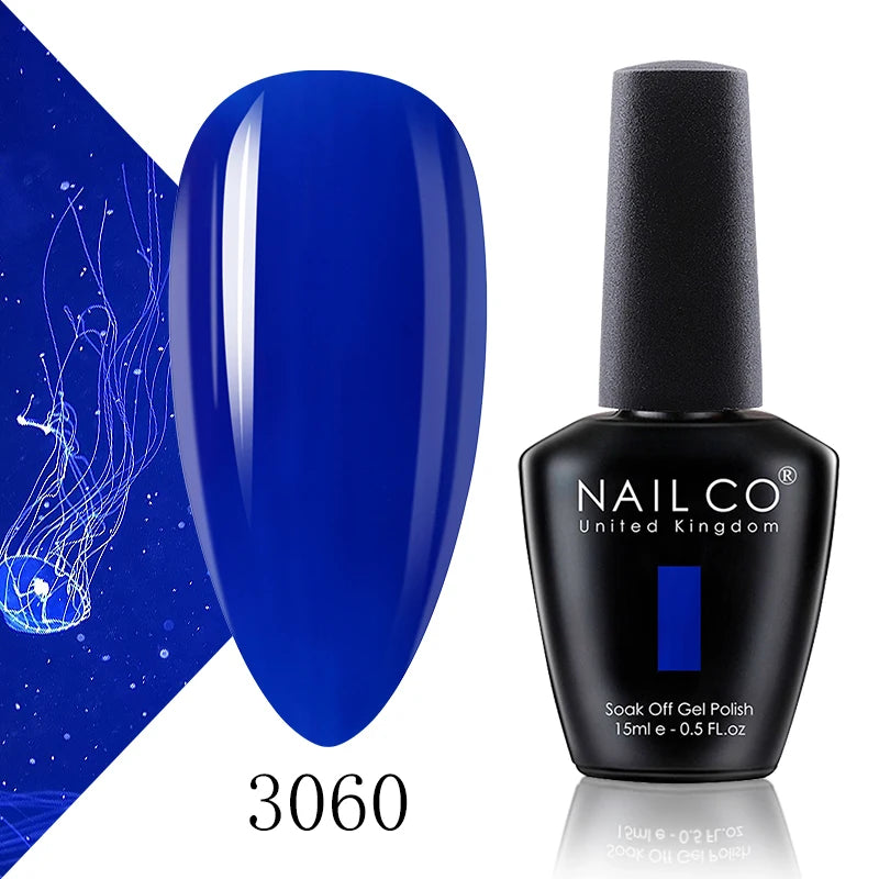NAILCO 15ml Color Gel Nail Polish Soak Off, Hybrid Varnishes Manicure, UV&LED Nail Gel Semi Permanent Lacquer Base Top Coat.