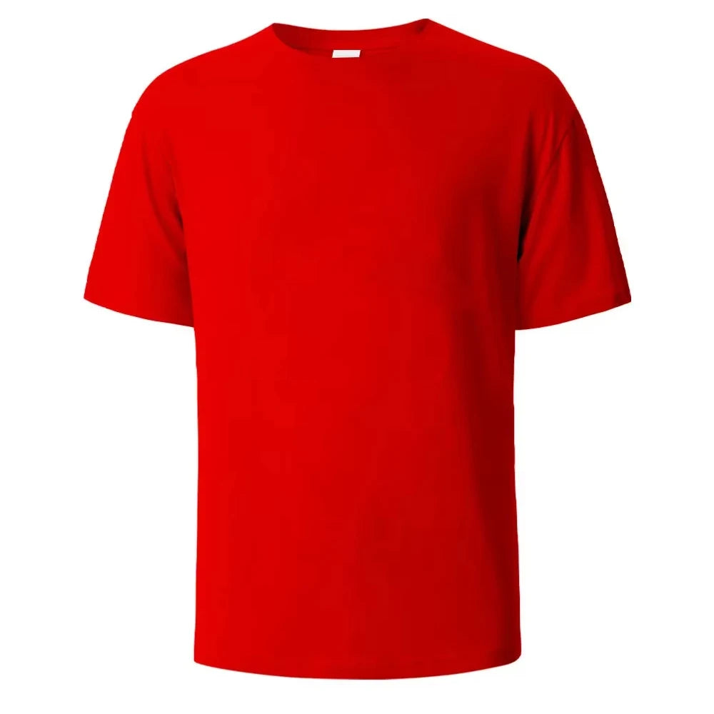 500/300g Heavy-duty White Pure Cotton T-shirt, Thickened Threaded Round Neck Short Sleeves.