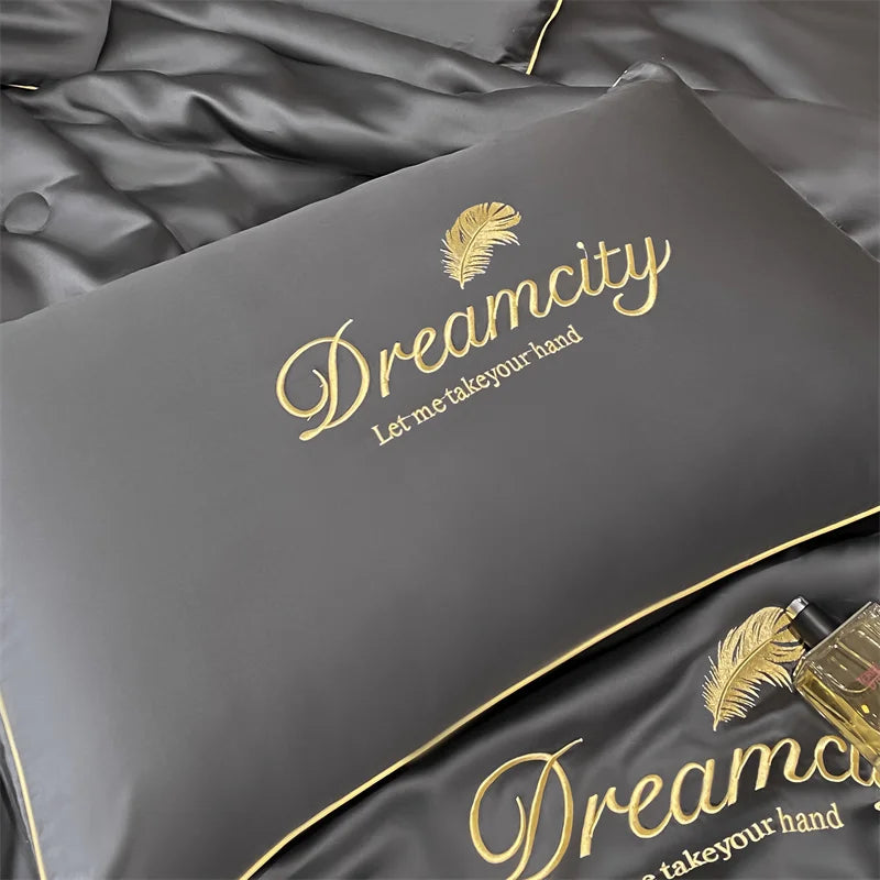 New Embroidery Summer Cool Quilt, Breathable Queen Comforter Set.