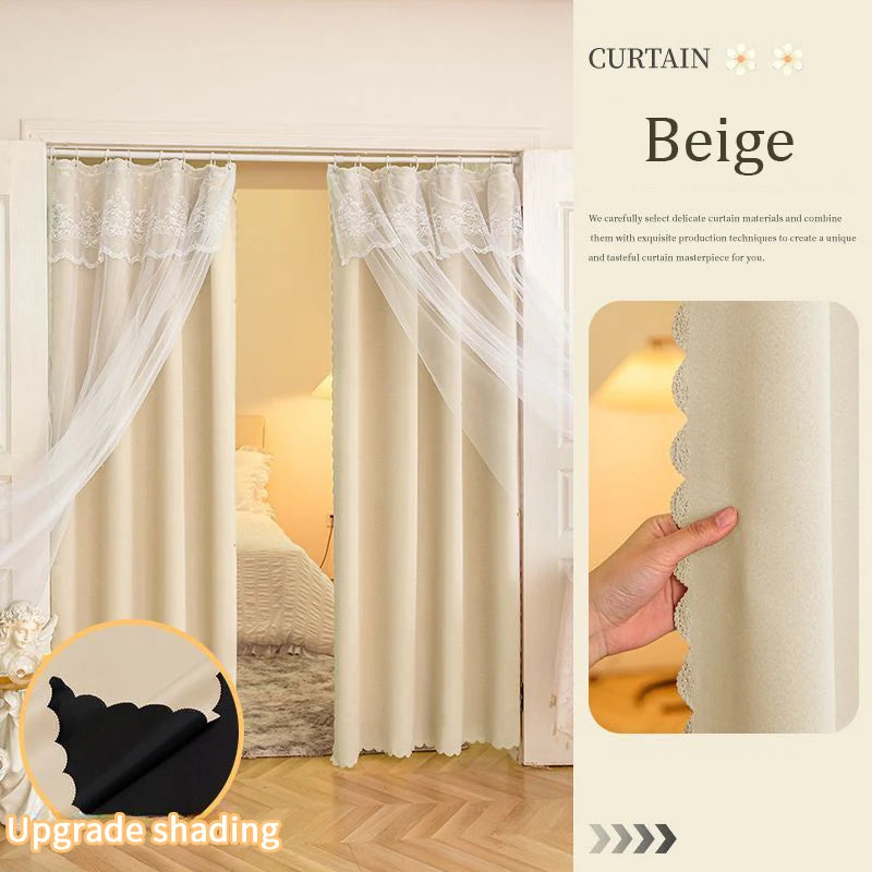 Curtains for Window Room Decoration, Lace Curtains Double Layers Blackout Curtains.