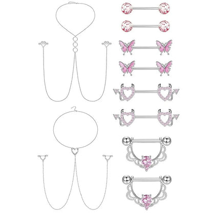Stainless Steel Nipple Piercing Jewelry, Zircon Nipple Rings, Barbell Body Jewelry, Nipple Shield Bar