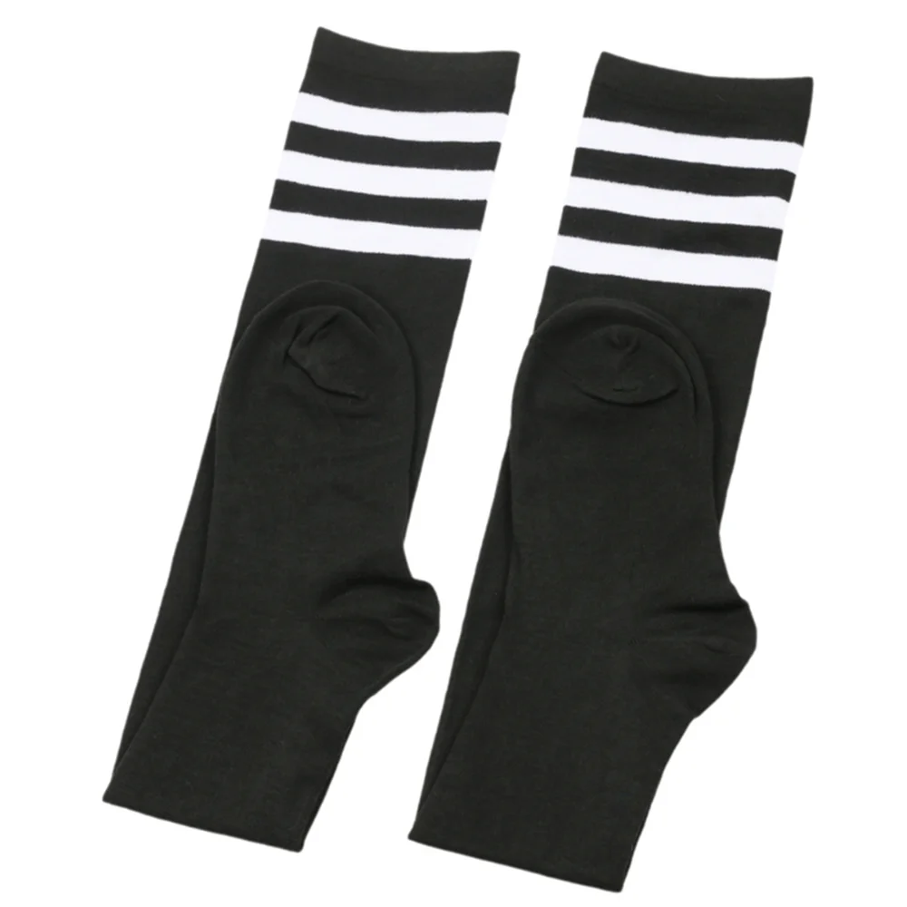 1 Pair Plus Size Women Thigh High Socks for Thick Thighs, Widened Extra Long  Striped Stockings.