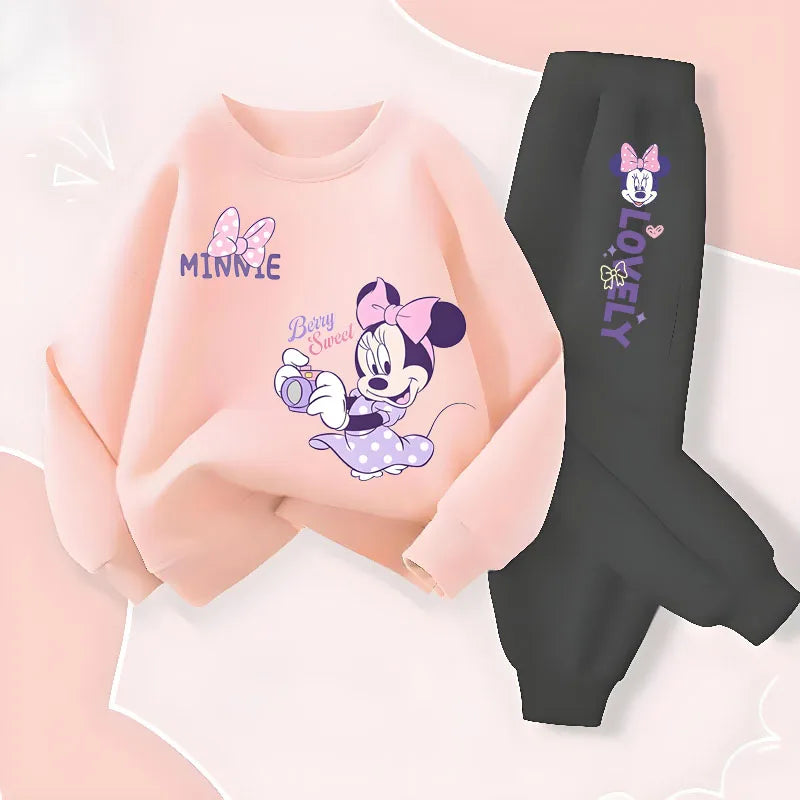 Long Sleeve Children's Clothing Sets, Spring New Disney Girls' Pullover, Long Pant Two Piece Suit.