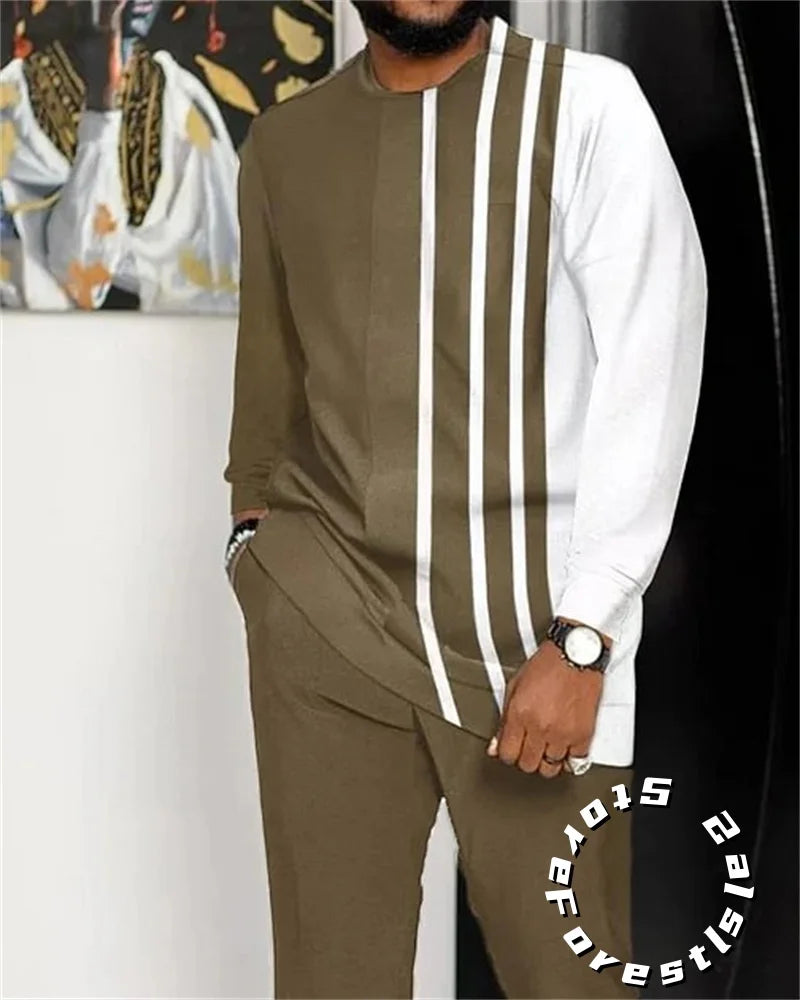 African Clothing Set for Men Casual Walking Suit Over size Streetwear.