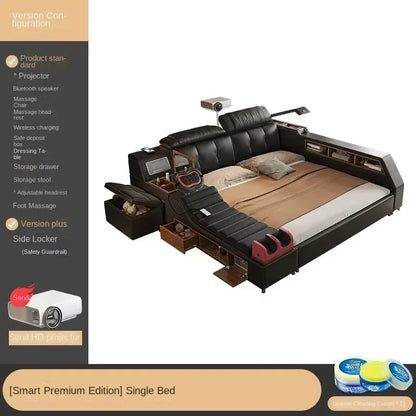 Modern Double Bed Girls Design, Smart Bedroom Queen King Princess Leather.