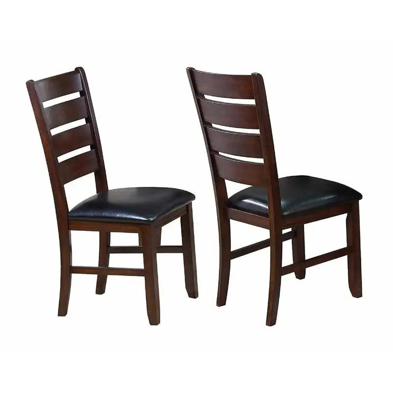 Contemporary 6-Piece Dining Set, 18" Extendable Leaf Table, Upholstered Chairs and Bench, Solid Wood, Brown Finish.