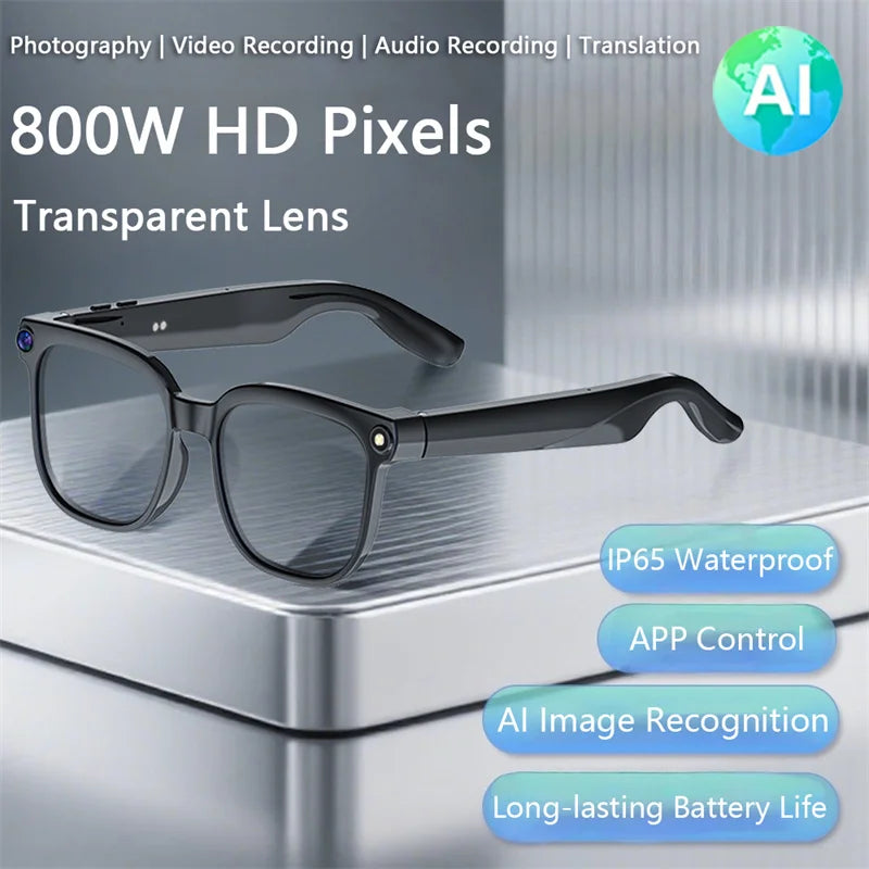 4K AI Smart Bluetooth Glasses, Chat GPT 800W pixel Shooting, Waterproof ,Camera, Photo, Video ,Voice Call Translation Smart Glasses.
