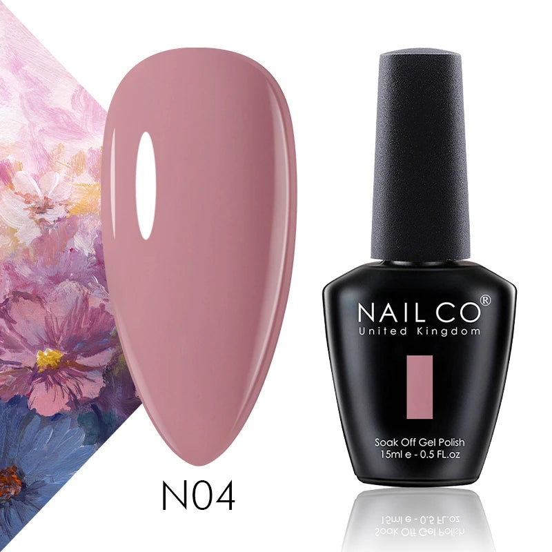 NAILCO 15ml Color Gel Nail Polish Soak Off, Hybrid Varnishes Manicure, UV&LED Nail Gel Semi Permanent Lacquer Base Top Coat.