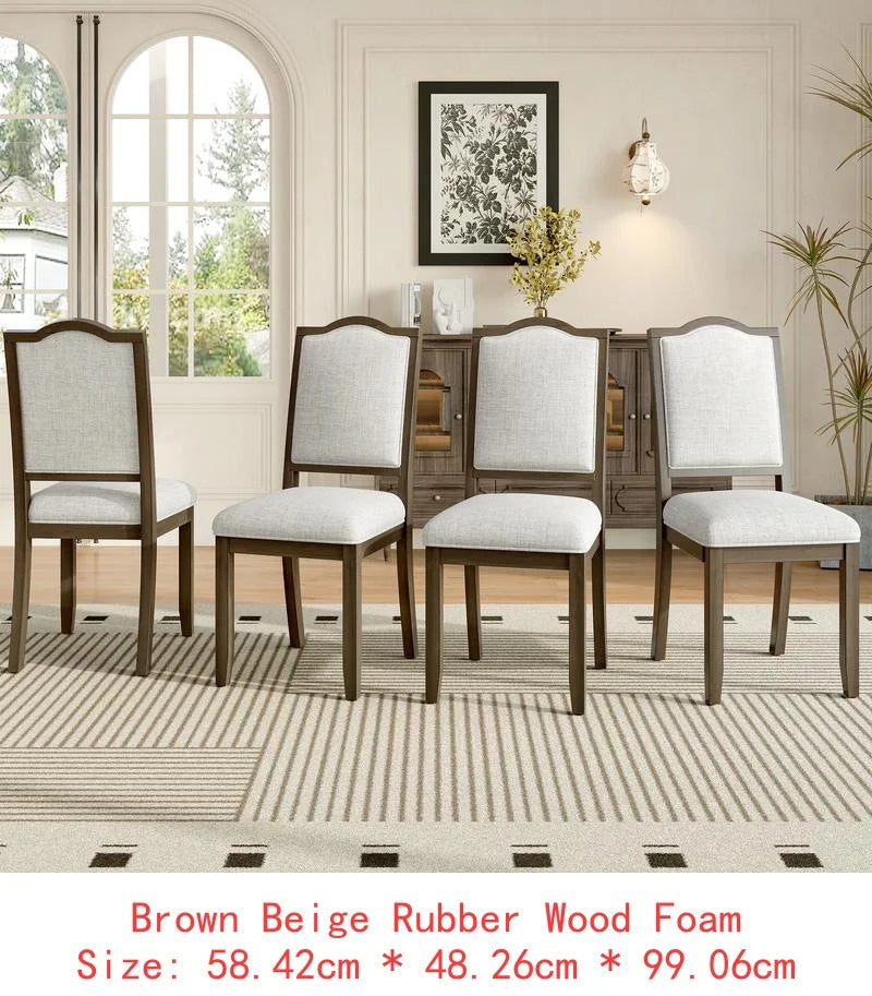 6-Piece Dining Set, Extendable 60-78 inch Wooden Table with Leaf, 4 Upholstered Chairs & Bench