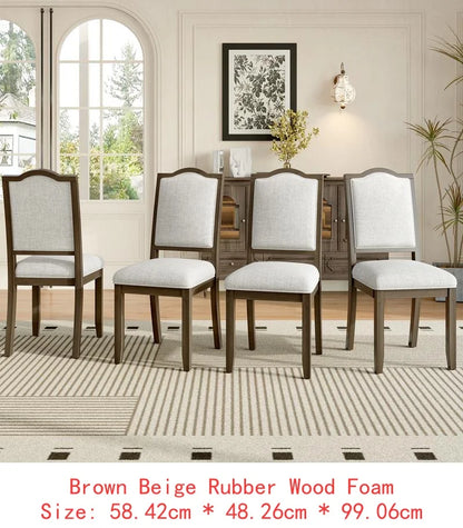 6-Piece Dining Set, Extendable 60-78 inch Wooden Table with Leaf, 4 Upholstered Chairs & Bench