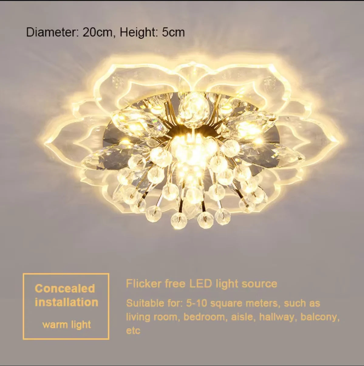 Creative LED Ceiling Light Crystal Flower Chandelier, Bedroom, Hallway ,Living Room, Pendant Lamp.