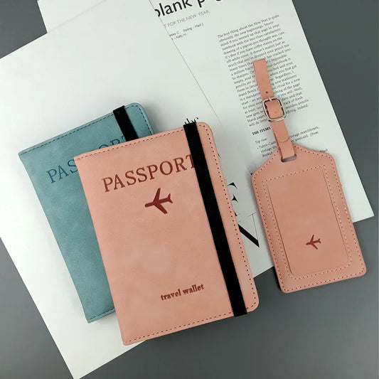 Advanced Essential Travel Item: Anti Theft High-performance RFID Shielded Passport, Clip+ leather Luggage Tag Set.