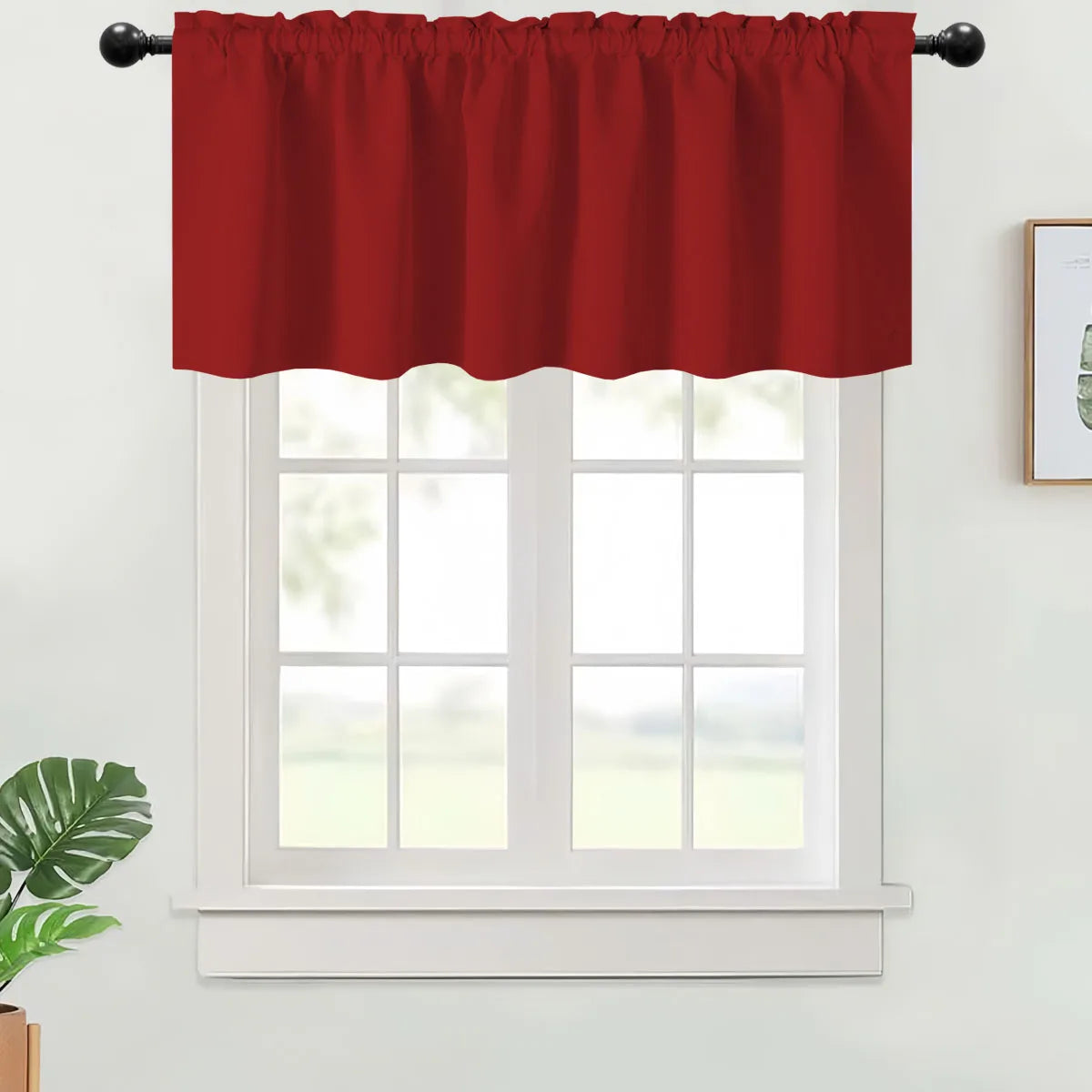 1PC, Valance Curtains Blackout Thermal Insulated Rod Pocket.