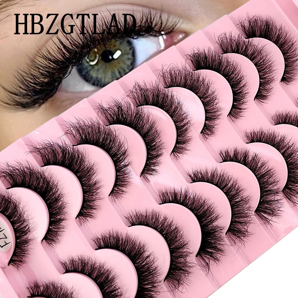 10 Pairs Faux Mink Eyelashes Handmade  Natural  Simulation  3D Curly Eyelashes