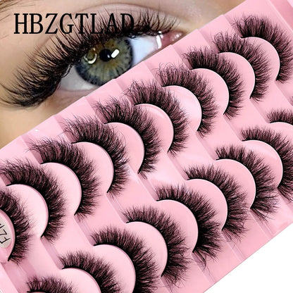10 Pairs Faux Mink Eyelashes Handmade  Natural  Simulation  3D Curly Eyelashes