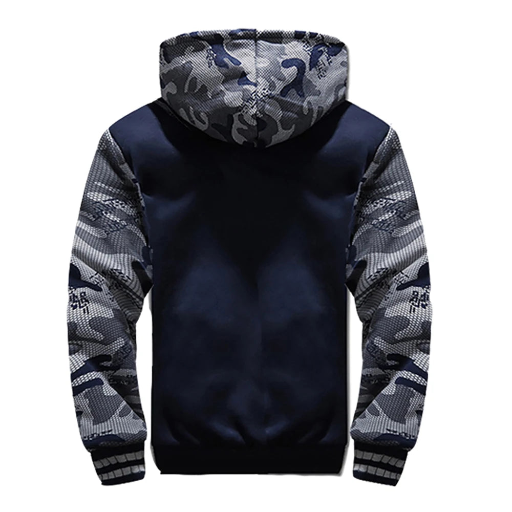 Men Jacket's Camouflage Thicken Winter Jackets for Men ,Fleece Long Sleeve Coat Casual Hoodies Streetwear.