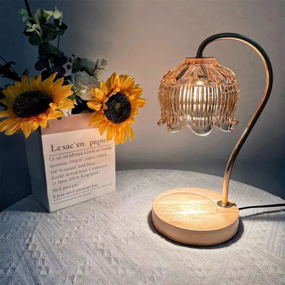 Candle Warmer Lamp Petal Shape Retro Lamp, Candle Tray Home Decoration Aromatherapy.