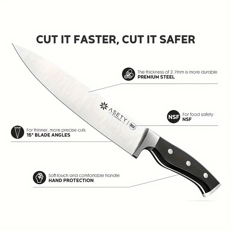 15 PCS Kitchen Knife Set, With Built-in Knife Sharpener Block, Professional Stainless Steel Knife Set.