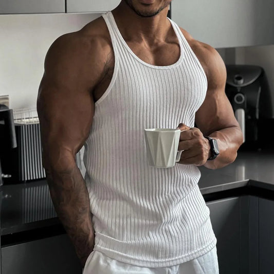 Large sleeveless men summer mesh fitness sports slim fit vest.