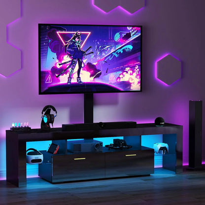 TV-Stand with Mount 75 inch - LED TV Stand with Power Outlet & Drawers.