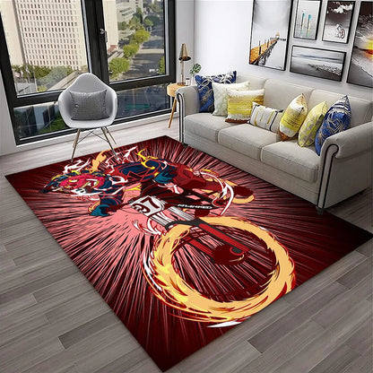 3D Retro Motorcycle Vintage  Rug for Living Room, Bedroom, Playroom Kid Area Rug Non-slip