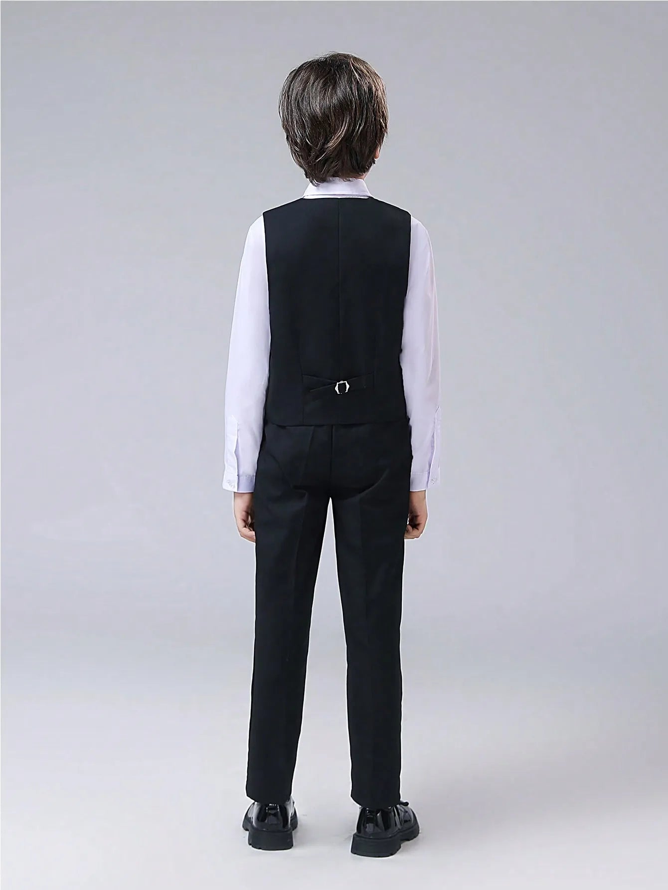 Tween Boy Back To School Season Black Single Breasted Long Pants.