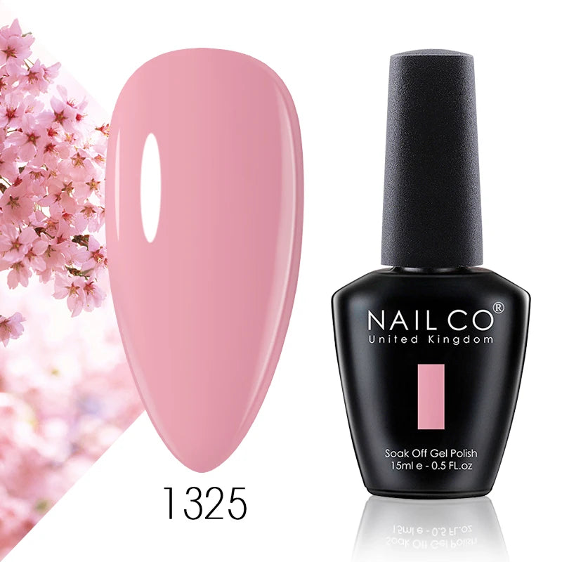 NAILCO 15ml Color Gel Nail Polish Soak Off, Hybrid Varnishes Manicure, UV&LED Nail Gel Semi Permanent Lacquer Base Top Coat.
