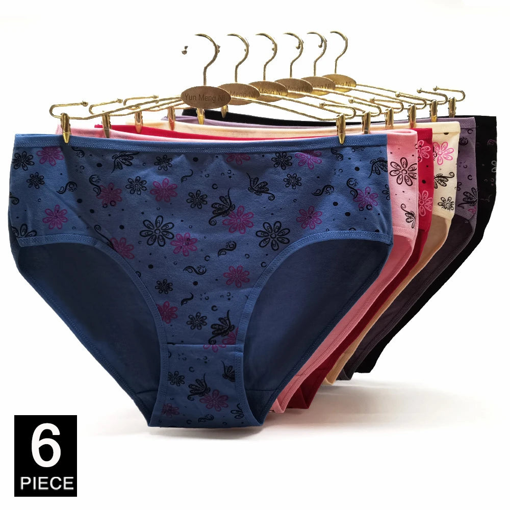 Cotton Panties Plus Size Underwear, Women Briefs, Woman Knickers, Lady Lingerie, Girl intimate High Waist Large Size 6 pcs/lot.