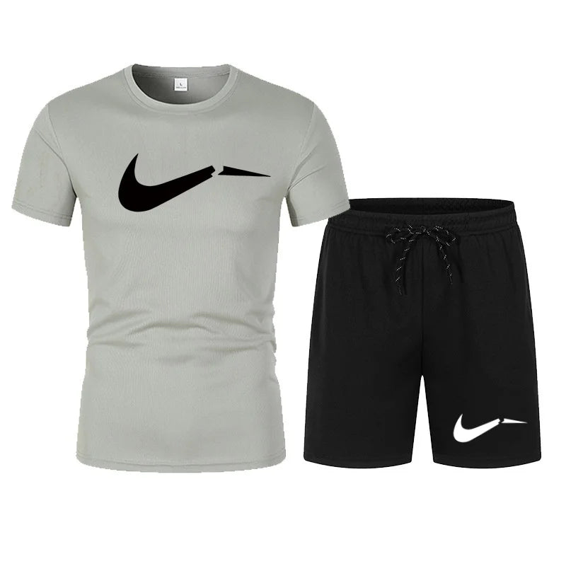 2026 men's summer T-shirt and shorts set, casual and fashionable short sleeved T-shirt combination.