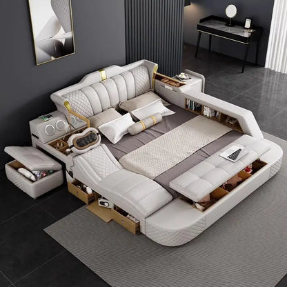 Wood Luxury Bedroom  Modern  Queen King Size Bed