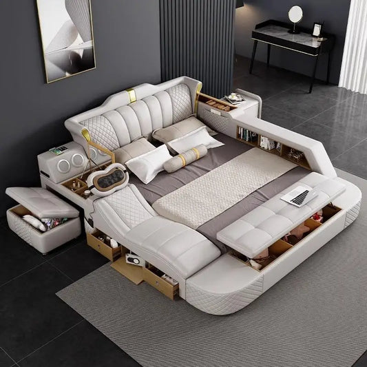 Wood Luxury Bedroom  Modern  Queen King Size Bed