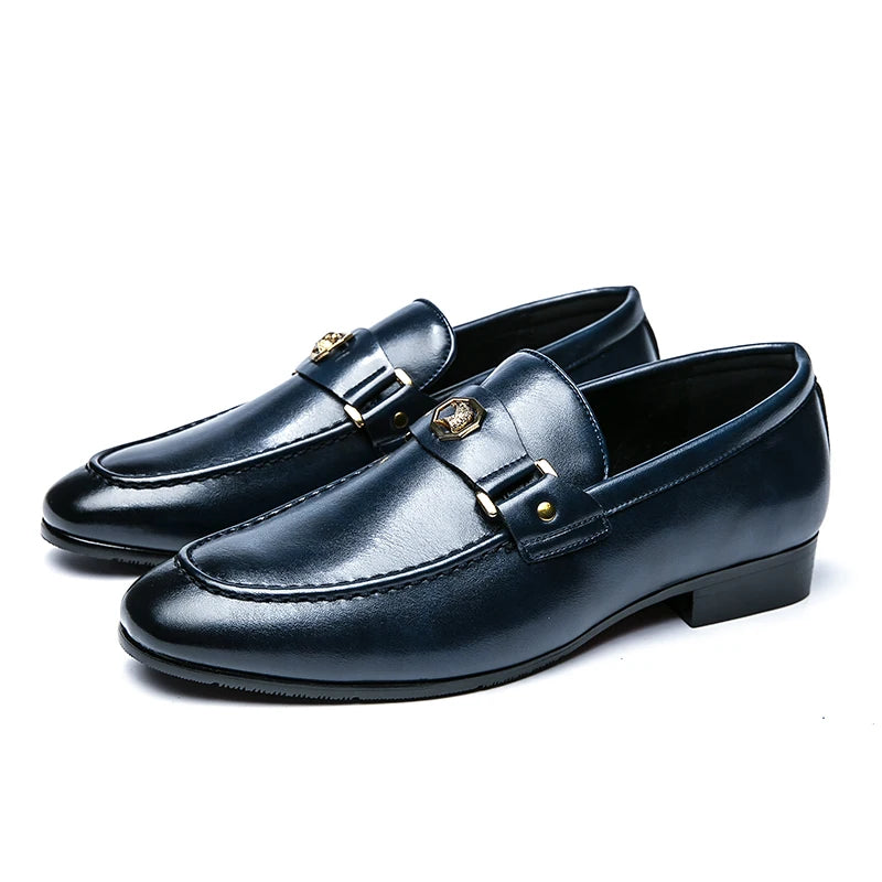 New Black Loafers, Men Slip-On Round Toe Fashion Dress Shoes, for Men Size 38-47.