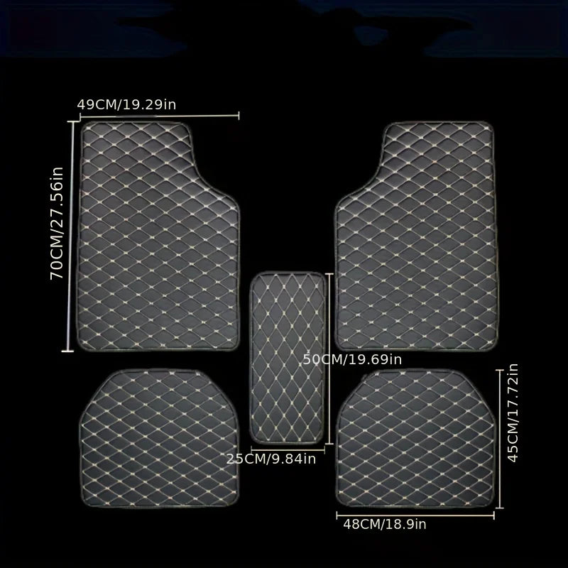 5Pcs Car Floor Mats Leather, Protector pads Universal