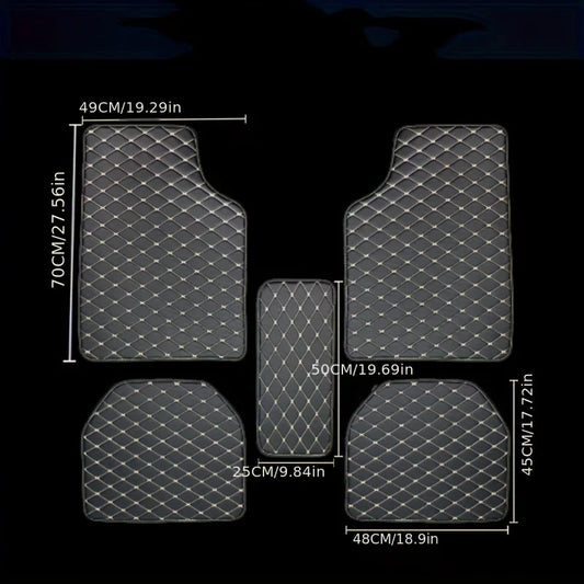 5Pcs Car Floor Mats Leather, Protector pads Universal