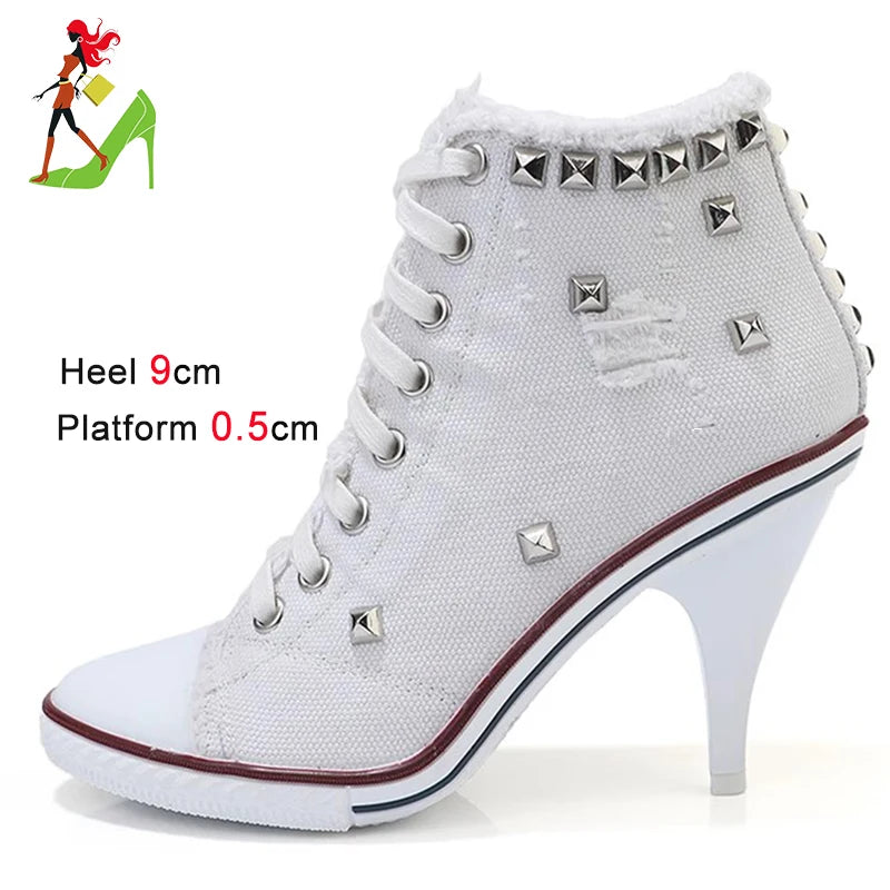 Women Boots, Short High Heels For Women,  Ankle Boots Side zipper strap