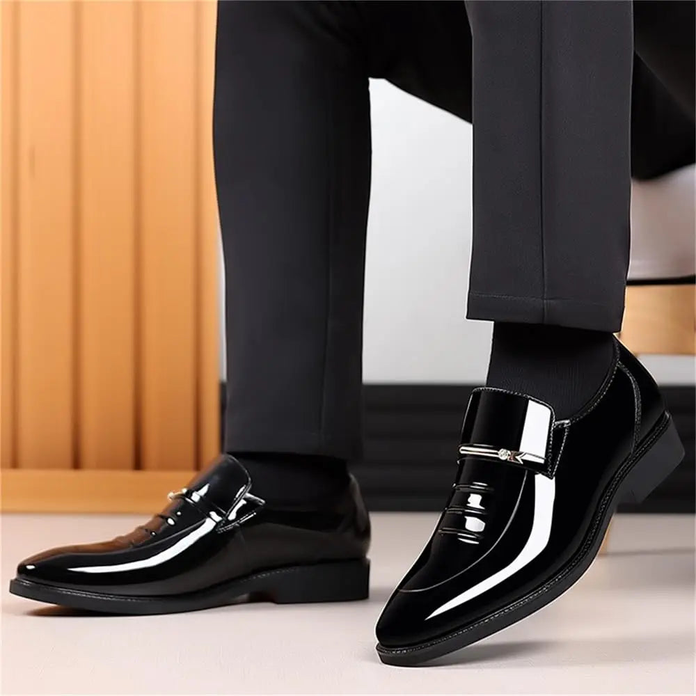 Men Dress Shoes Formal Business Oxford, High Gloss Patent Slip On Loafers, Comfortable Casual Shoe For Men.